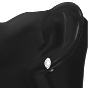 Mother of Pearl Lens Shaped Silver Earrings, e351st